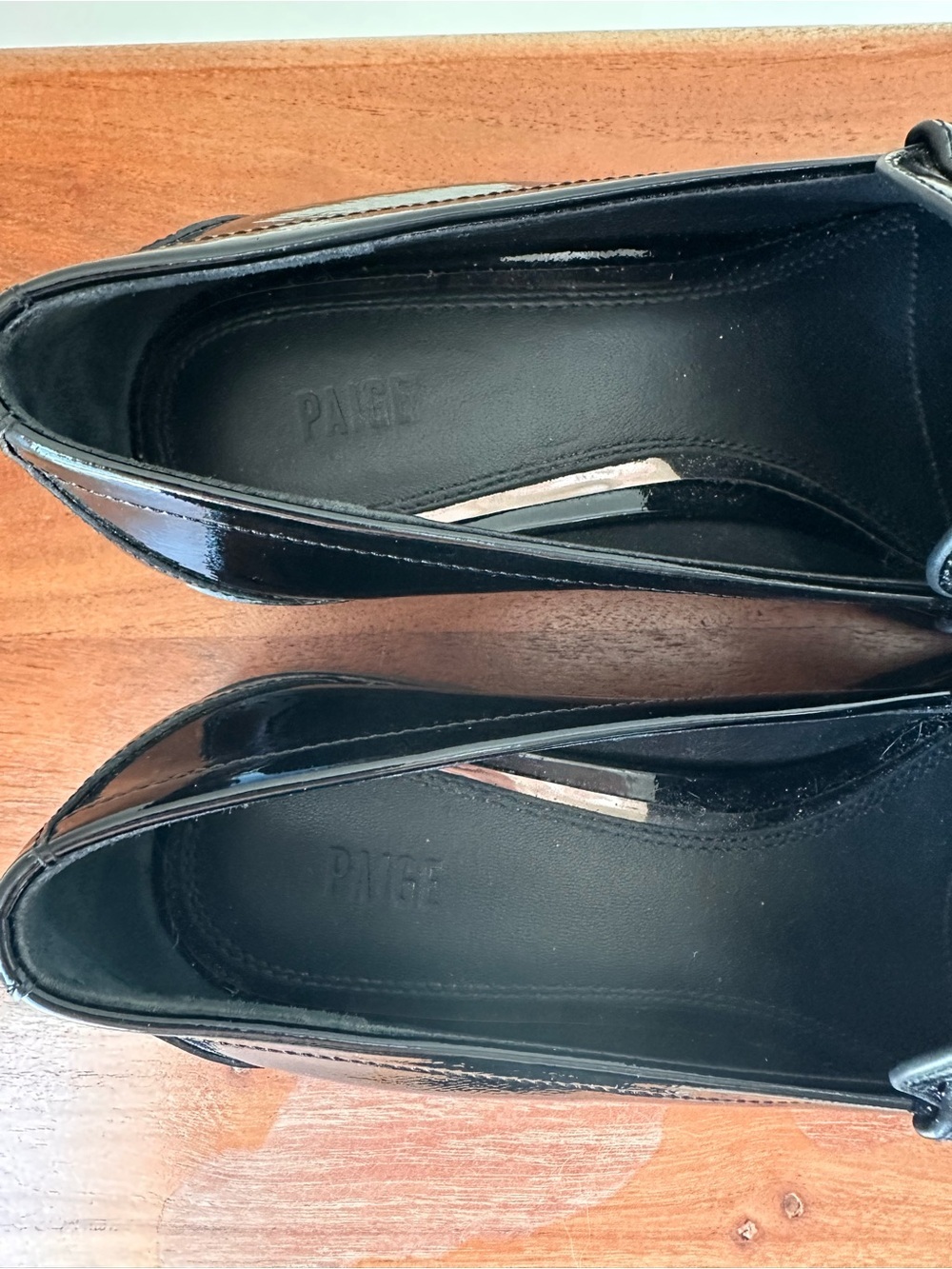 PAIGE Ellis Black Patent Leather Platform Lug Sole Penny Loafer Flat Size 7 EUC - Picture 6 of 7